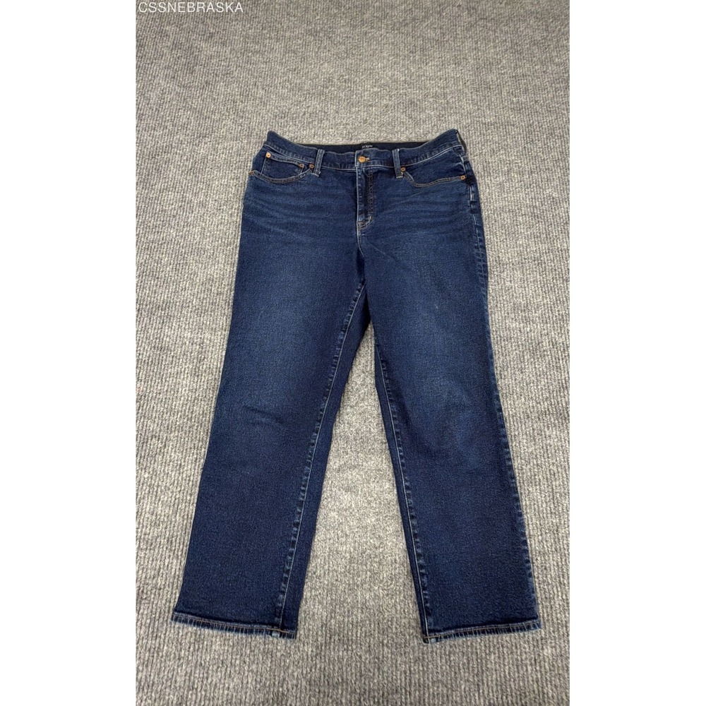 J.Crew Women's Essential Straight Leg Jeans Dark Indigo Blue Denim Sz 33